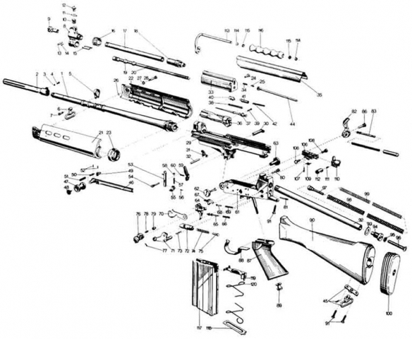 Взрыв-схема винтовки FN FAL